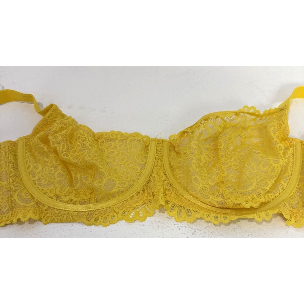 We Are We Wear Every Night Curve Underwire Lace Push Up Bra Bright Yellow Sz 40E - Picture 7 of 7